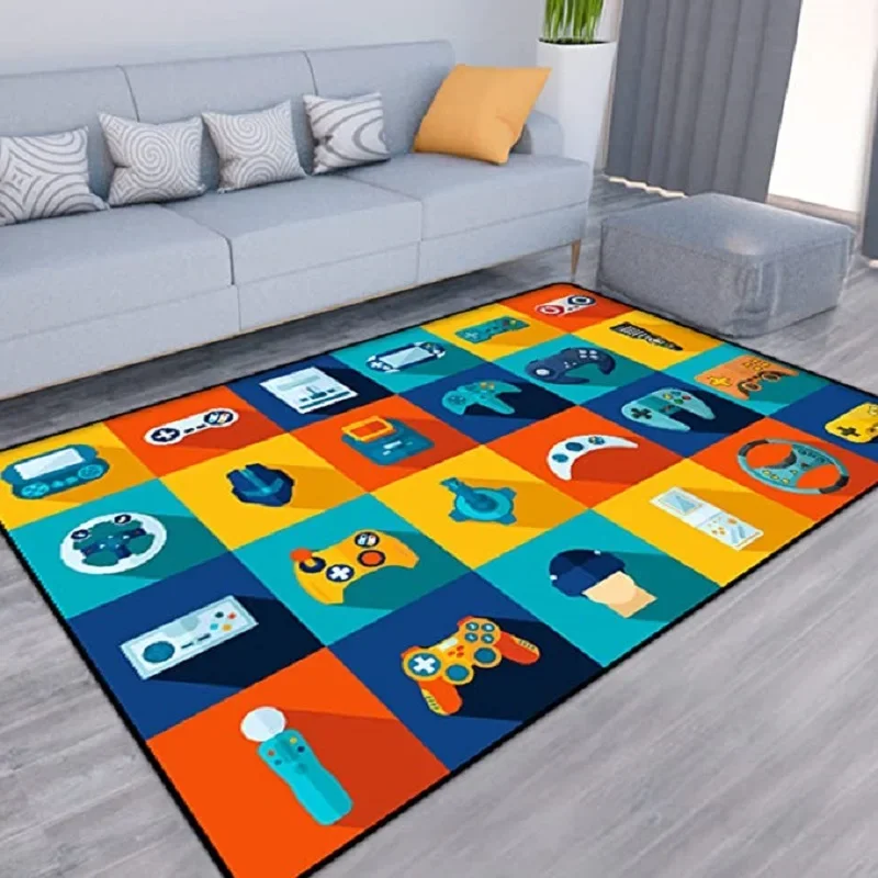 Game Rug Game Controller Teen Boys Playing Carpet Boy’s Bedroom Living Room Playroom Children Gaming Non-Slip Floor Mat