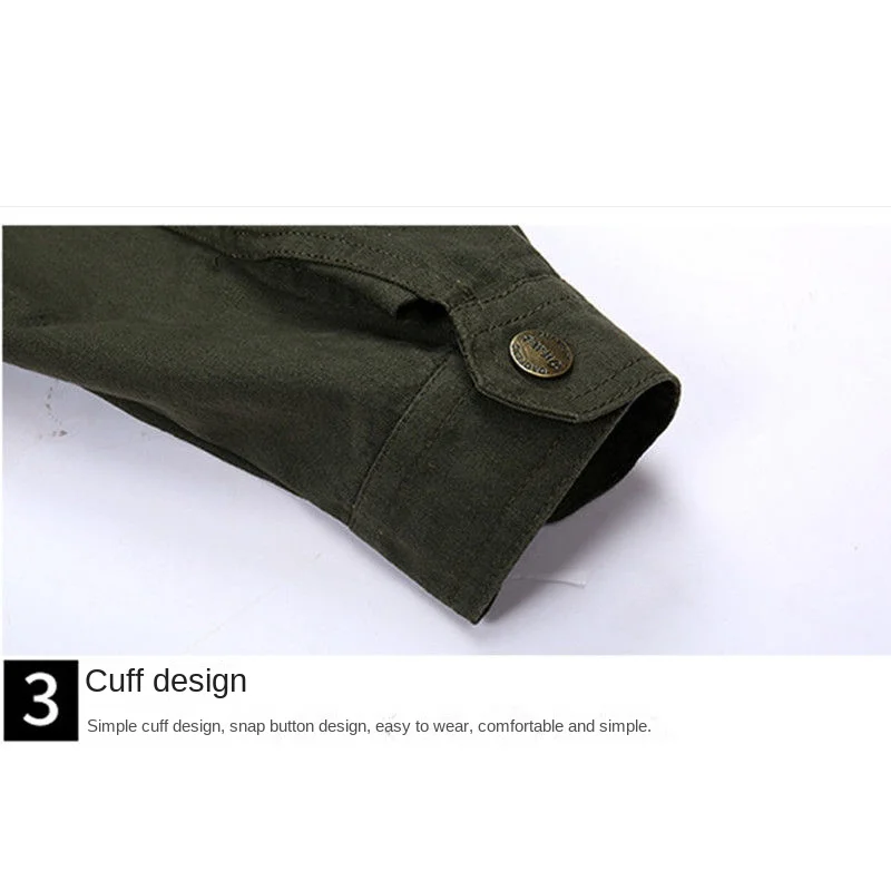 Durable Long Sleeve Work Shirts Men Multiple Pockets Breathable COTTON Casual Single Breasted Army Tactical Wear-resistant Top