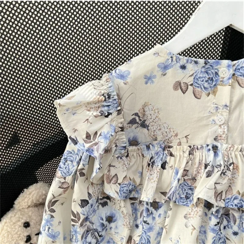Children's clothing girls' dress 2026 Spring and Autumn new item baby Korean retro style children's floral princess dress