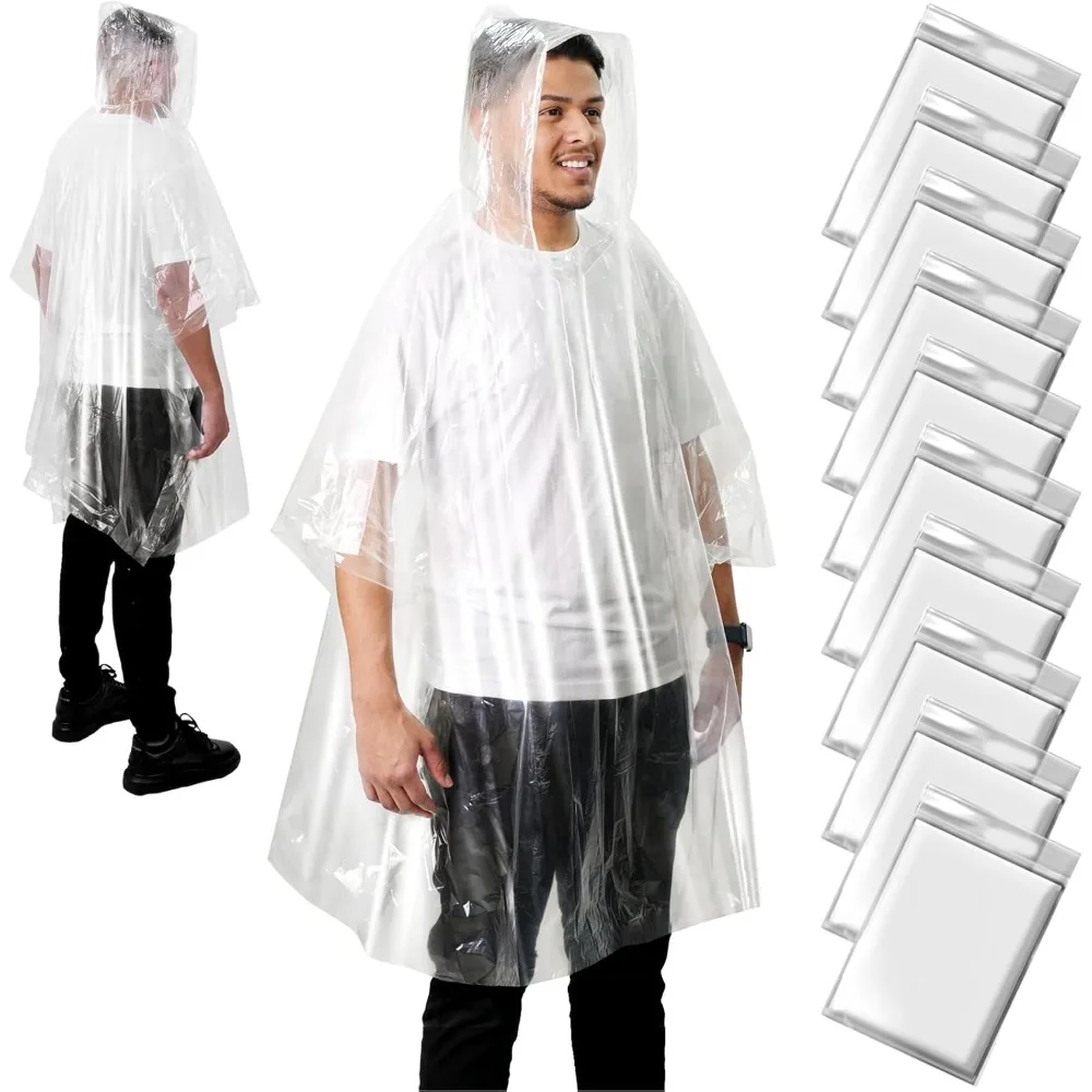 

ANYOO одноразовое пончо от дождя для взрослых, водонепроницаемое аварийное дождевик, сверхлегкое и компактное для мероприятий на открытом воздухе