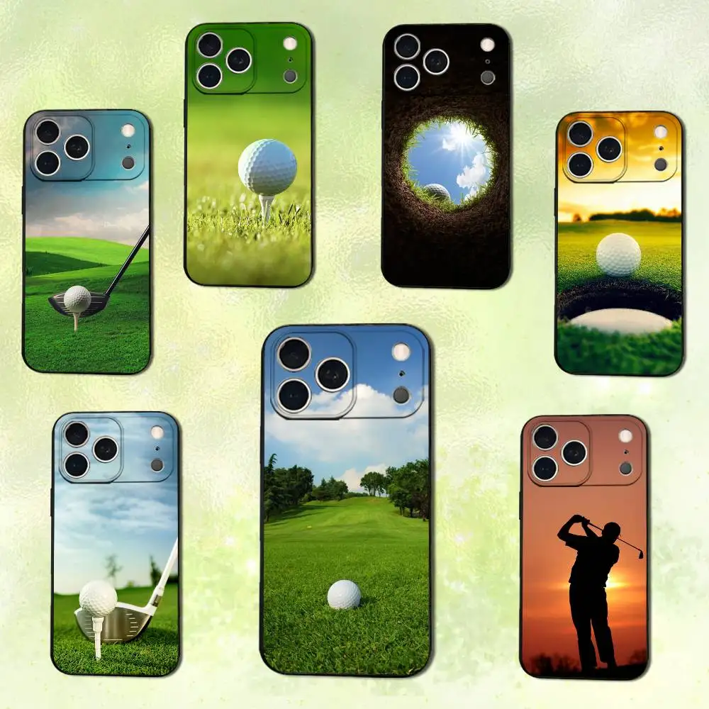 

Fashion Sport Golf Ball Phone Case For iPhone 14,13,17,12,11,16,15,Plus,Pro Max,XS,X,XR,SE,Mini,Soft Silicone Black Cover