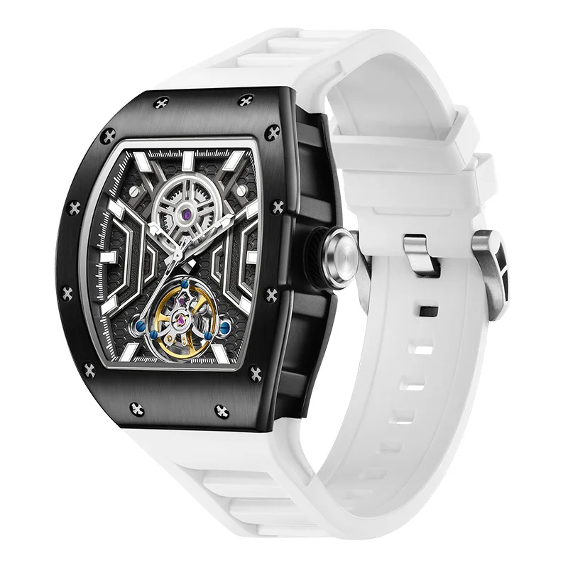JC-9-190G-28 TR Stainless Steel Case Dial Automatic Watch 30M Waterproof Luminous Silicone Strap Mechanical Watch Daniel Gorman