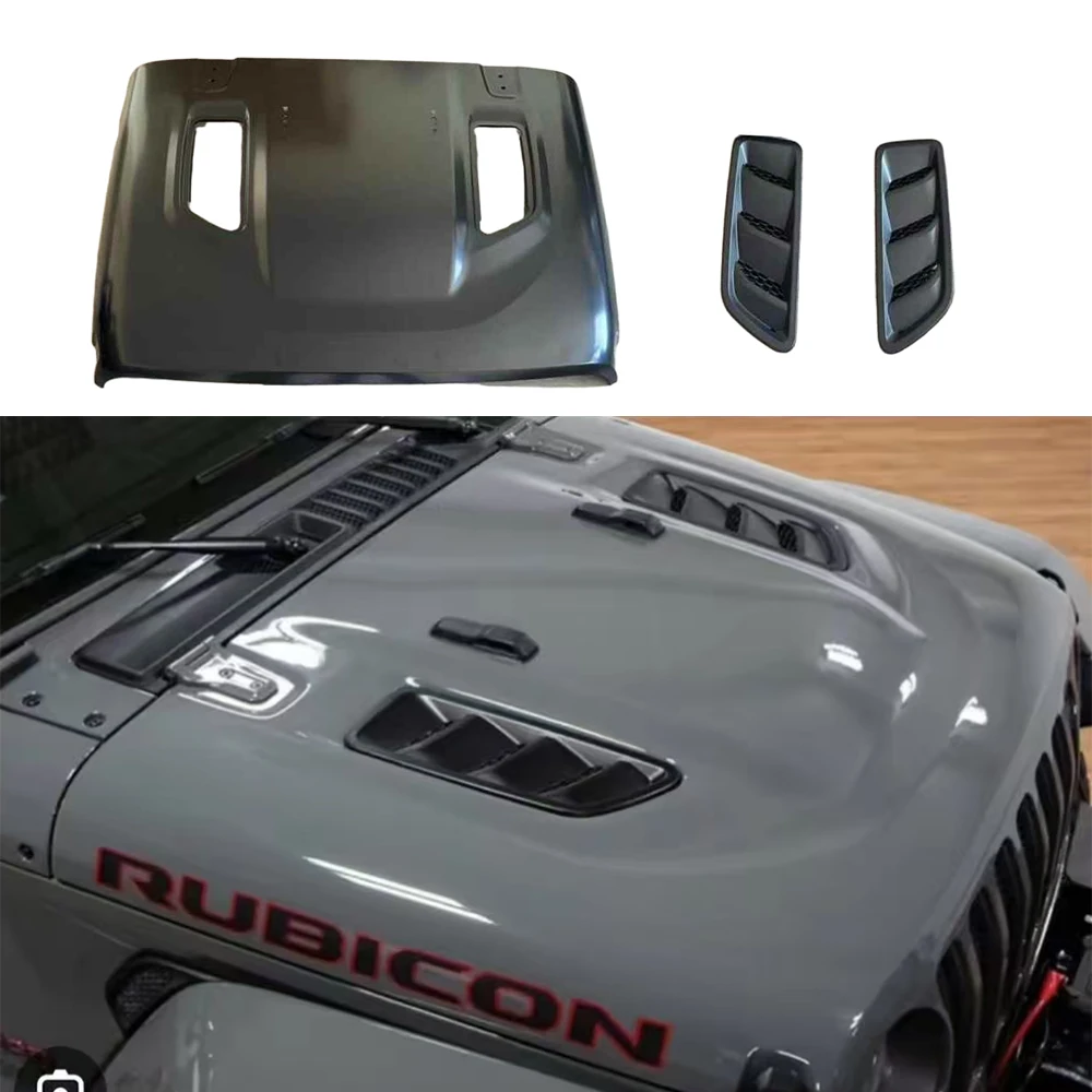 

SXMA JL1355 Hood Bonnet Engine Cover Replacement for Jeep JL for Wrangler 2018++, Vent Steel Cowl 10th anniversary Easy Install