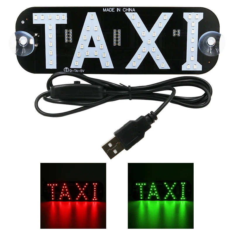 1pc 12V LED Car Taxi Cab Indicator Energy Windscreen Sign Lamp USB Cable With Switch Signal Lamp