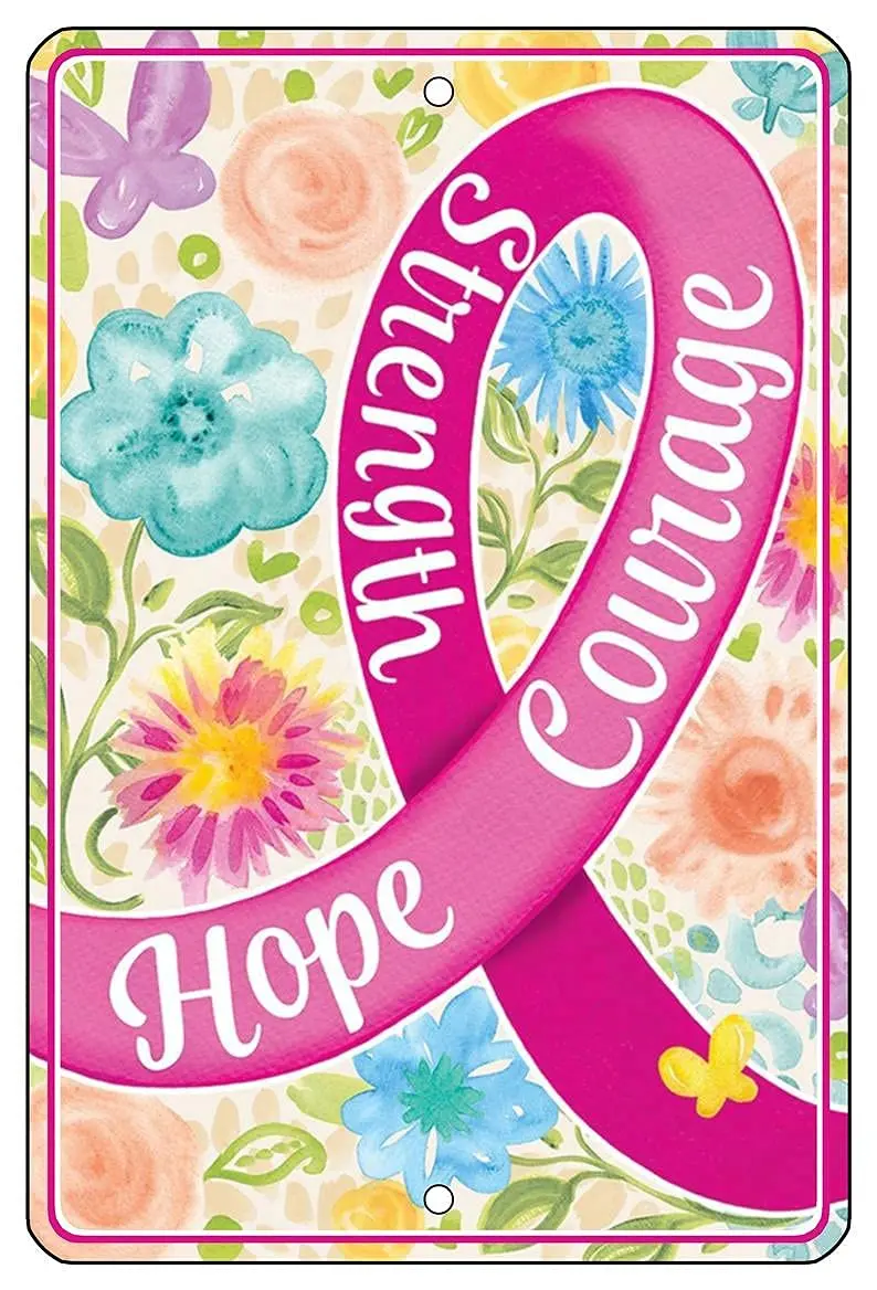 Pzecaru Super Durable Metal Sign Breast Cancer Awareness Courage Hope Cure Survivor Wall Decor For Room Door Office Bar Gam sign