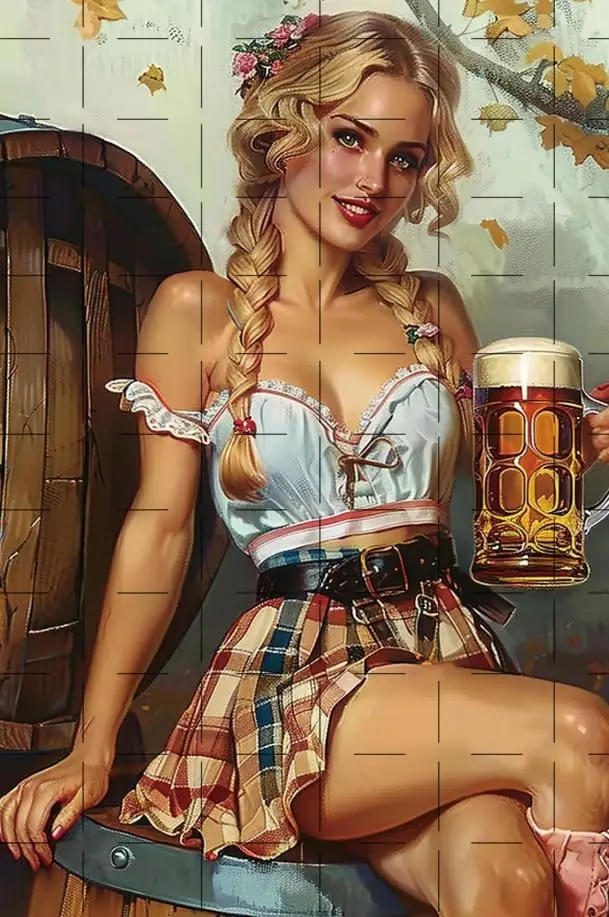Vintage Tin Sign Wheat Beer Barrel Pin Up Girl Metal Poster Art Decor Wall Decor Beer Signs Aluminum Wall Public for Home Bar Wi
