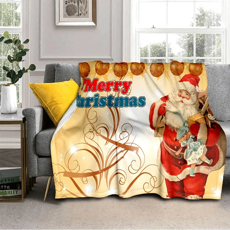 

Merry Christmas Snowman Santa Claus Throw Blanket Flannel Xmas New Year Holiday Blanket for Couch Sofa Bed Kids and adult