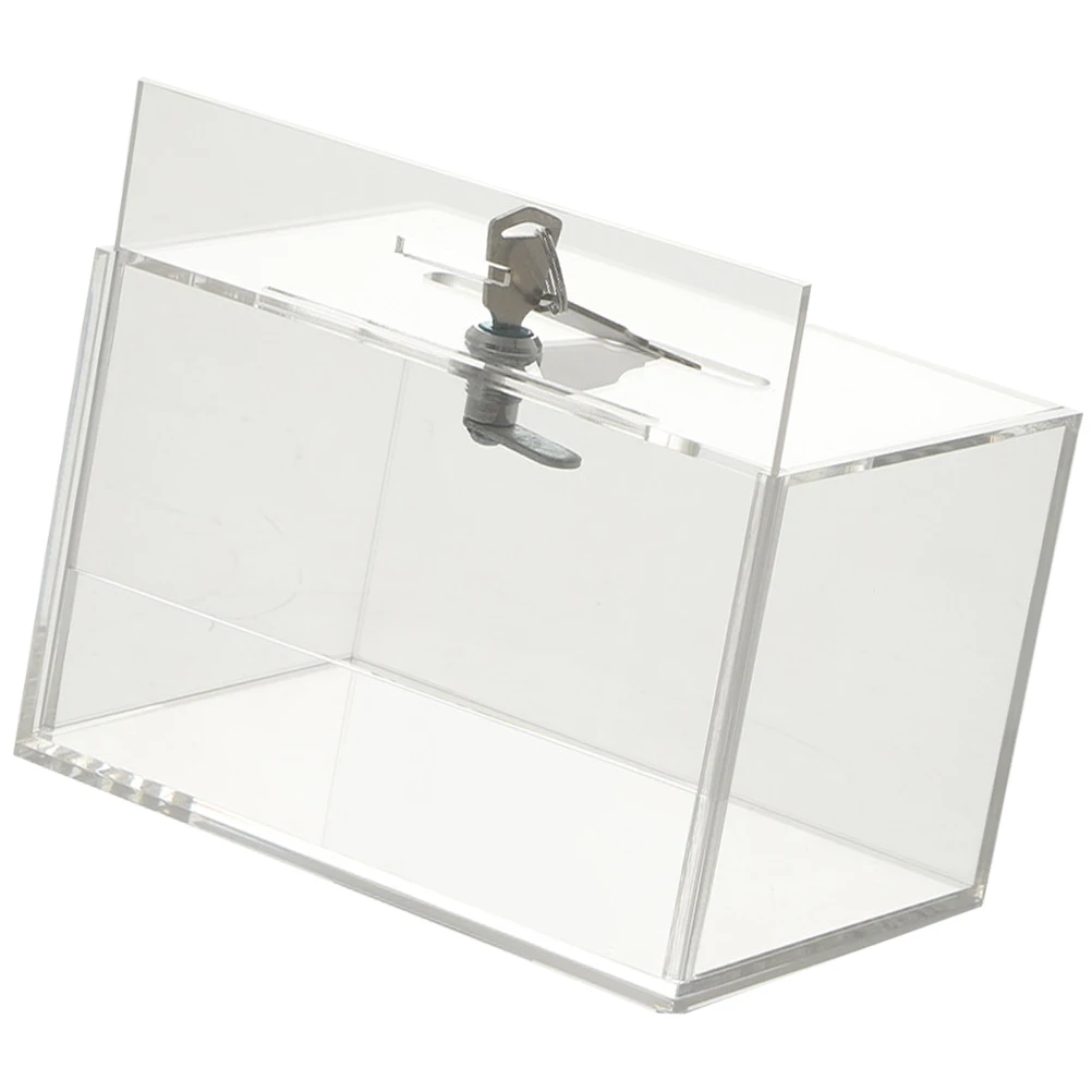 1pc Clear Donation Box Acrylic Card Display Fundraising Voting Suggestion Mailbox Storage Container Tabletop Organizer