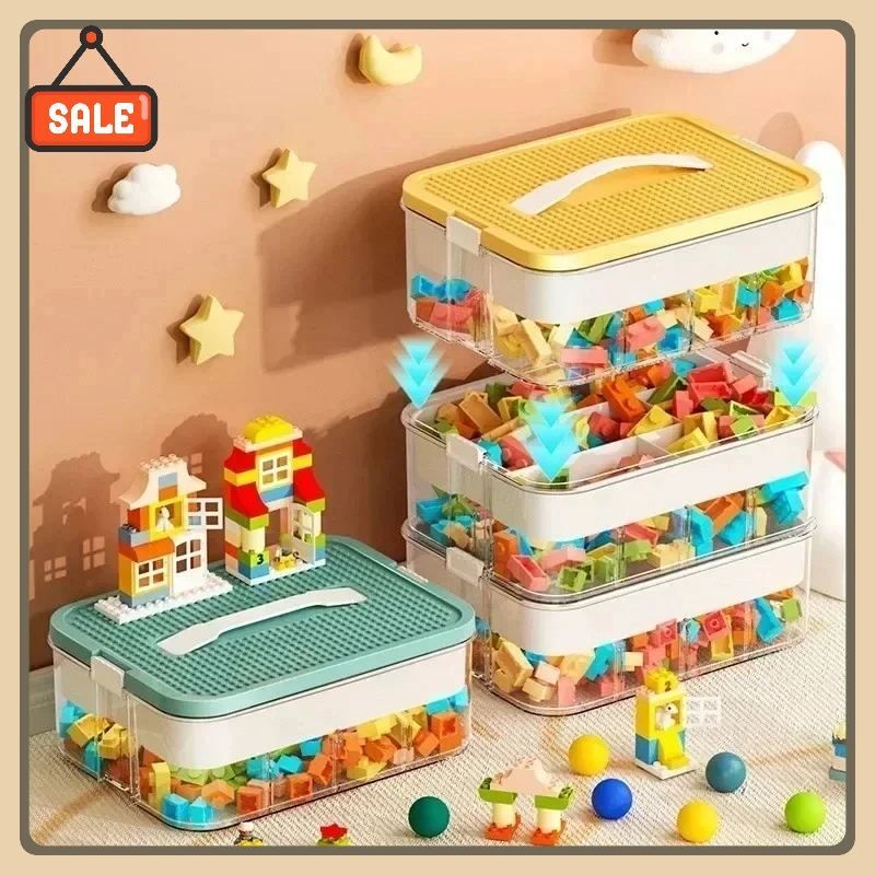 Caja de almacenamiento de plástico transparente, resistente al polvo y a la humedad, para almacenamiento categorizado, apilable como bloques de construcción, superventas