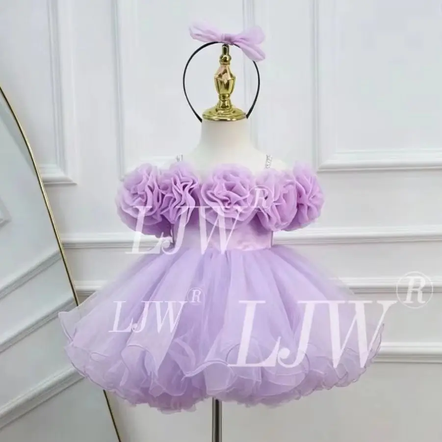 Little Girl 3D Flower Tulle Tutu Dress Toddler Birthday Party Princess Formal Outfit Luxurious elegant Wedding Communion Baby Sh