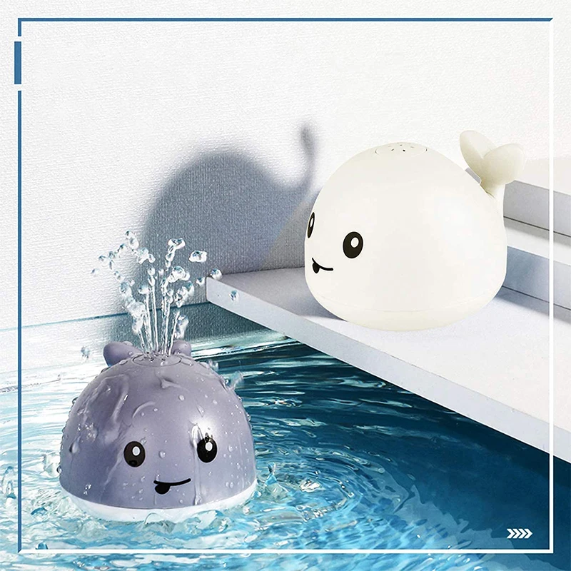 Baby Bath Toys Pool with LED Light Whale Spray Water Sprinkler Bathtub Bathroom Shower Swimming Toy for Toddlers Kids Gifts