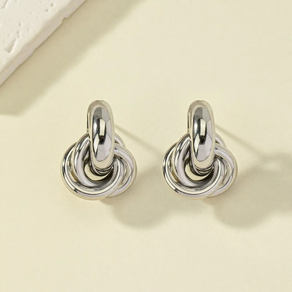 Personality Geometric Knot Earrings Irregular Multi-layer Design Metal Stud Earrings Vintage Chunky Style Twist Earrings Daily