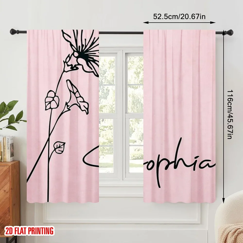 2pcs,2D plane printing Contemporary Curtains Sophia Blossom 100% Polyester (without rod) Holiday Use for Room, Kitchen, Study,