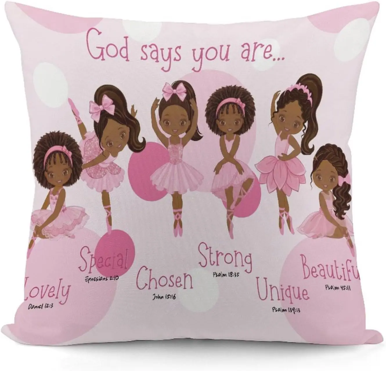 Inspirational God Says You Are Bible Scripture Pillowcase Cushion Cover Pink Nursery Decor Christian Affirmation Gift 18x18 Inch