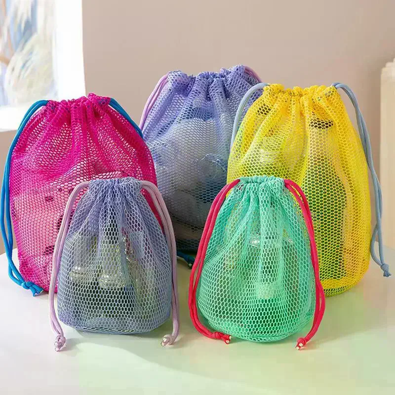 Mesh Drawstring Storage Pouch Multi-Purpose Travel Bag For Digital Products Makeup Cosmetic Organizer Outdoor Nylon