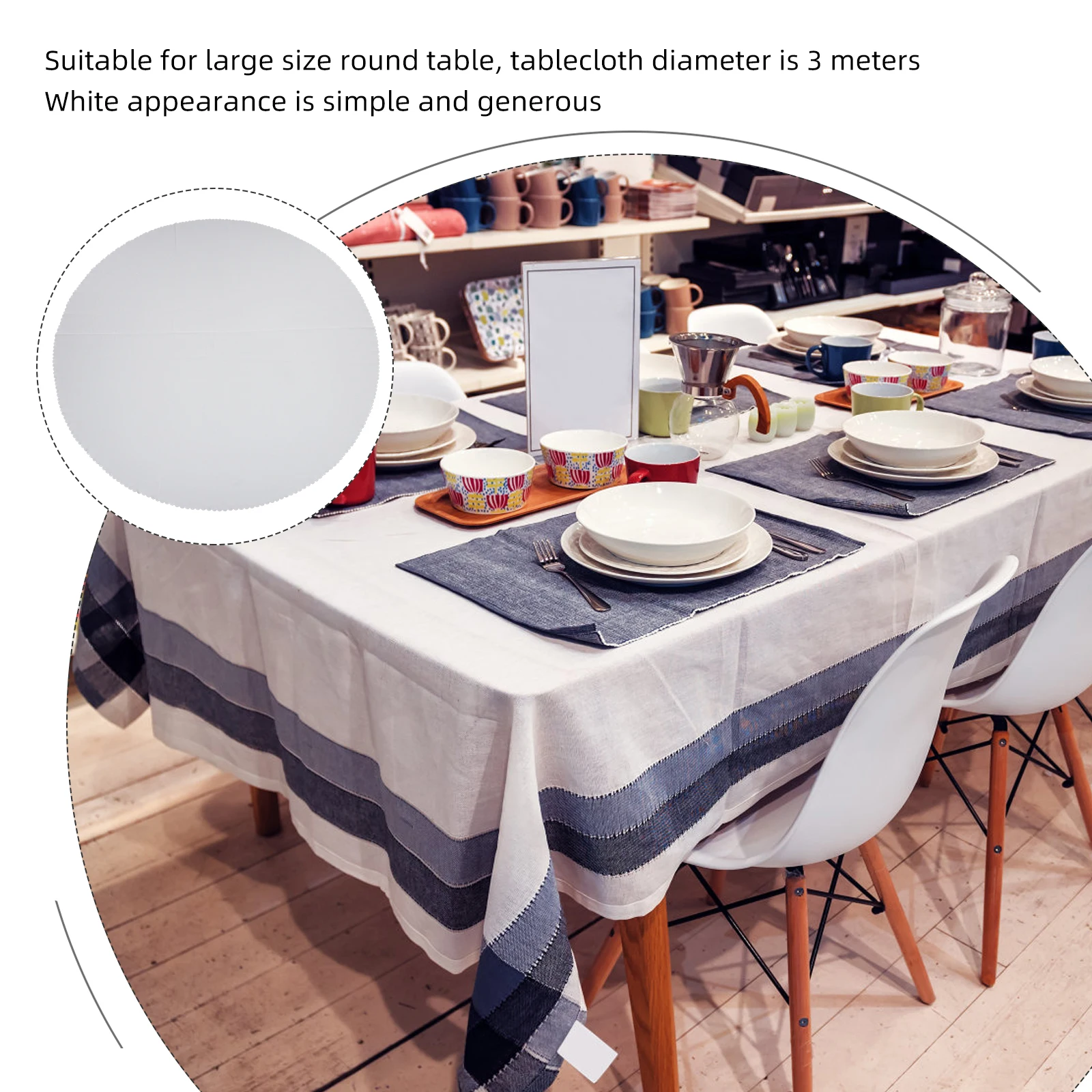

Round White Wedding Banquet Tablecloth Restaurant Table Cover Inch Wedding Banquet Hotel Restaurant Picnic Practical