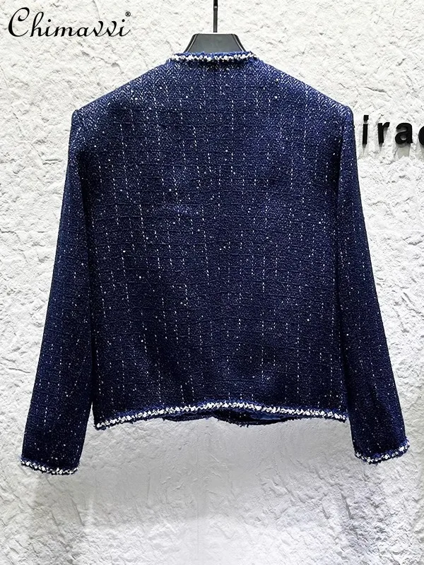 Heavy Beaded Rhinestone Woven Men's Jacket Autumn Winter New Fashion Personality High-end Long Sleeve Shoulder Pads Short Coat