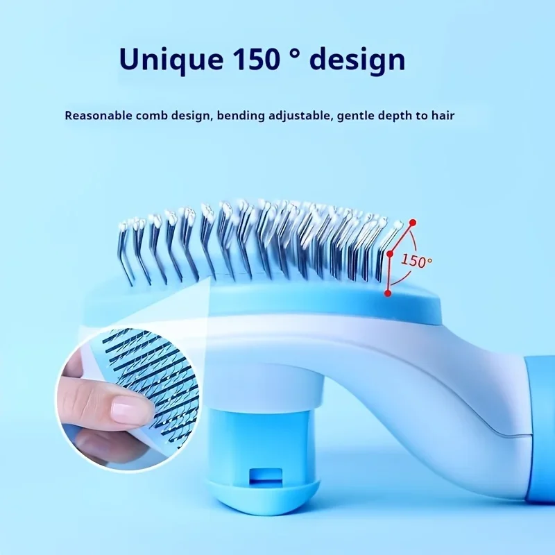 

One-Click Deshedding Brush for Dogs & Cats - Gentle Grooming Tool to Reduce Shedding, Ergonomic Handle, Light Coat Safe