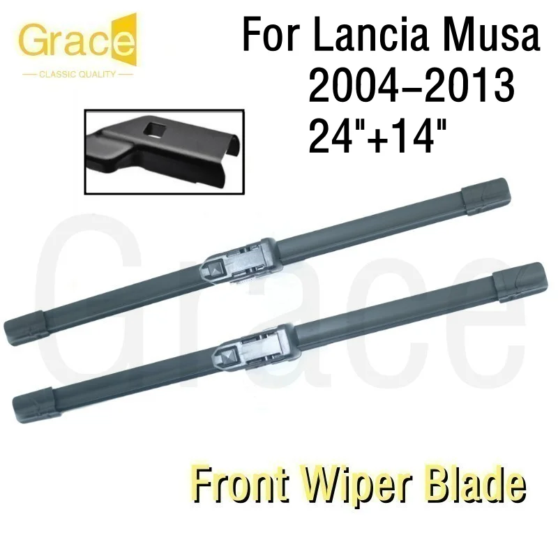 

For Lancia Musa Wiper Blade 24"+14“ Car Windshield Windscreen Rubber 2004 2005 2006 2007 2008 2009 2010 2011 2012 2013