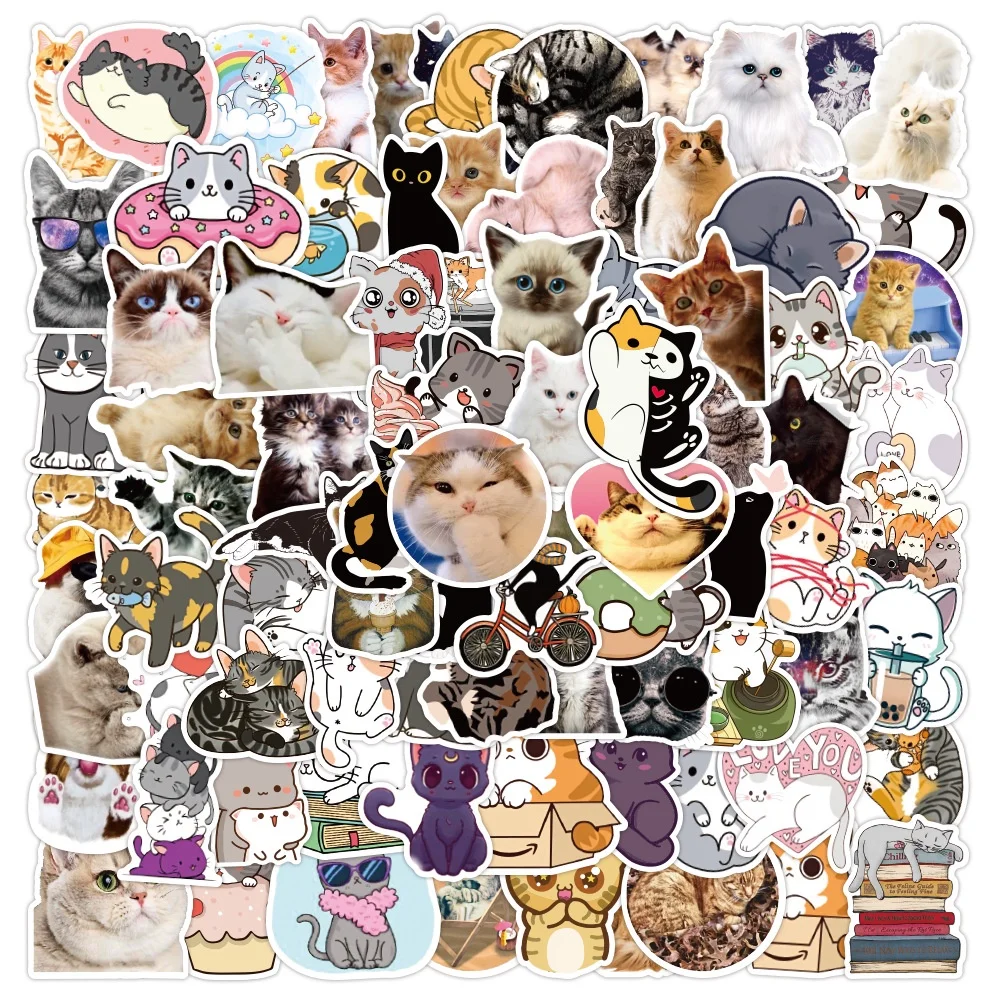 

100/50PCS Realistic Cute Cats Kitten Waterproof Graffiti Stickers For Hand Account Pencil Case Decals BulingBulingStickers Store