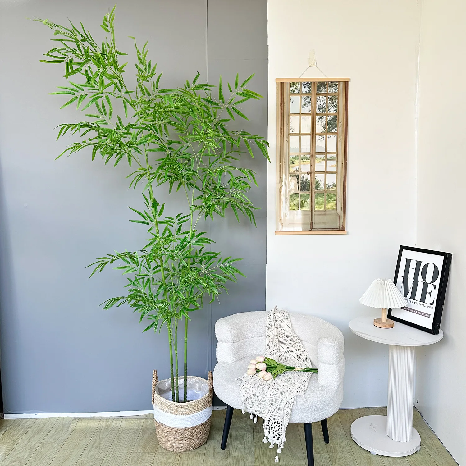 الخيزران الاصطناعي كبير الأخضر الخيزران الطابق بوعاء المنزل 140 سنتيمتر إلى 230 سنتيمتر الخيزران وهمية النباتات الخضراء فندق حديقة غرفة الديكور