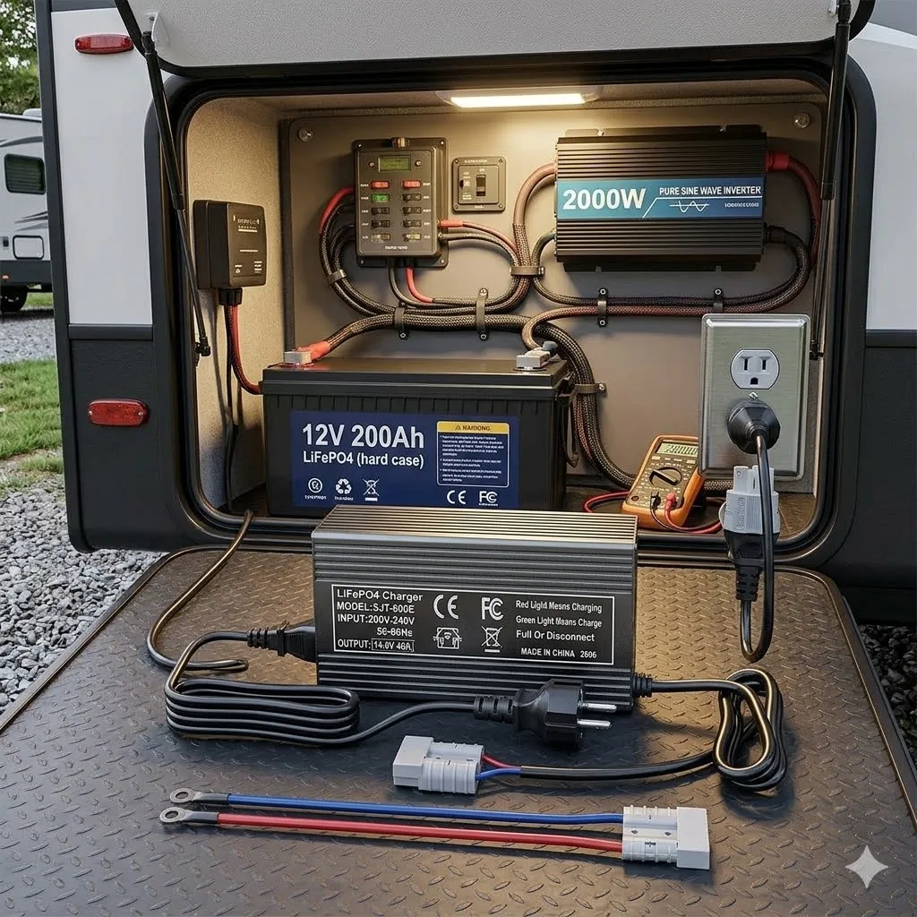 14,6V 40A LiFePO4 Batterieladegerät für 12V Lithium-Batterien, Intelligentes Schnell-Ladegerät für Wohnmobile, Boote, Marine, Solarsysteme