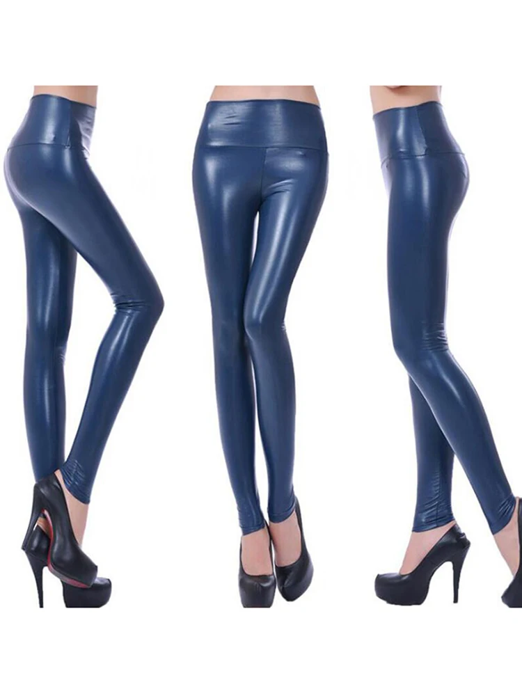 CHSDCSI Faux Leather wysokiej talii Sexy Legging kobiety czarne ołówkowe spodnie Slim spodnie Skinny fit