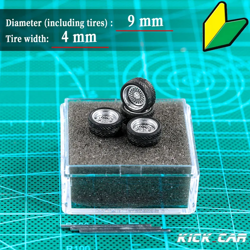 KICARMOD 1/64 ABS Silver Wheels With Rubber Tyre Modified Parts Diameter 10mm For Model Car Racing Vehicle Toy Hotwheels