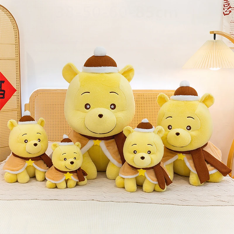 

30/65cm Winnie The Pooh with Scarf Winter Edition Hat Wearing Pooh Bear Stuffed Toy for Kids Birthday Gift Cuddly Sleep Buddy