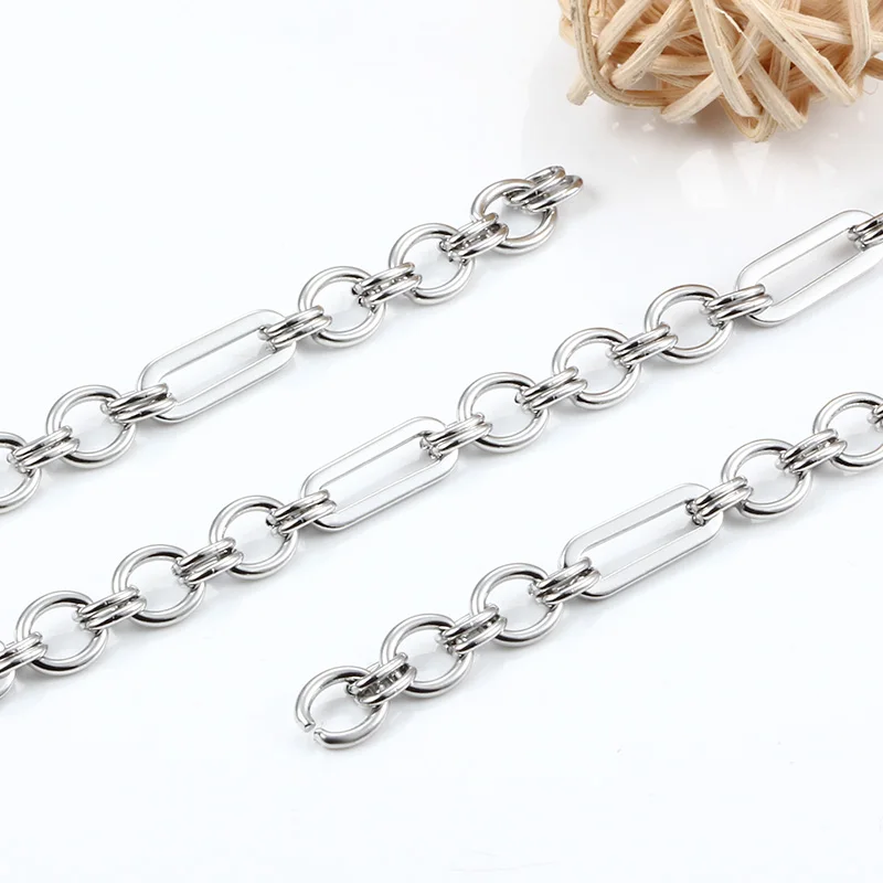 

1 метр, овальная массивная цепочка из нержавеющей стали в стиле хип-хоп, панк, DIY материалы для изготовления ювелирных изделий, ожерелье ручной работы, браслет, принадлежности для рукоделия