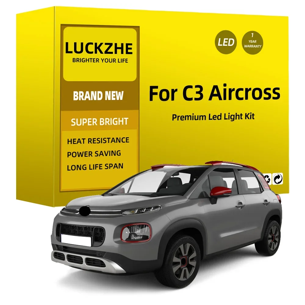 Kit de luces Led para Interior de coche, accesorio para Citroën C3 Aircross 2017, 2018, 2019, 2020, 2021, 2022, mapa de cúpula, Canbus, sin Error, 8 unidades