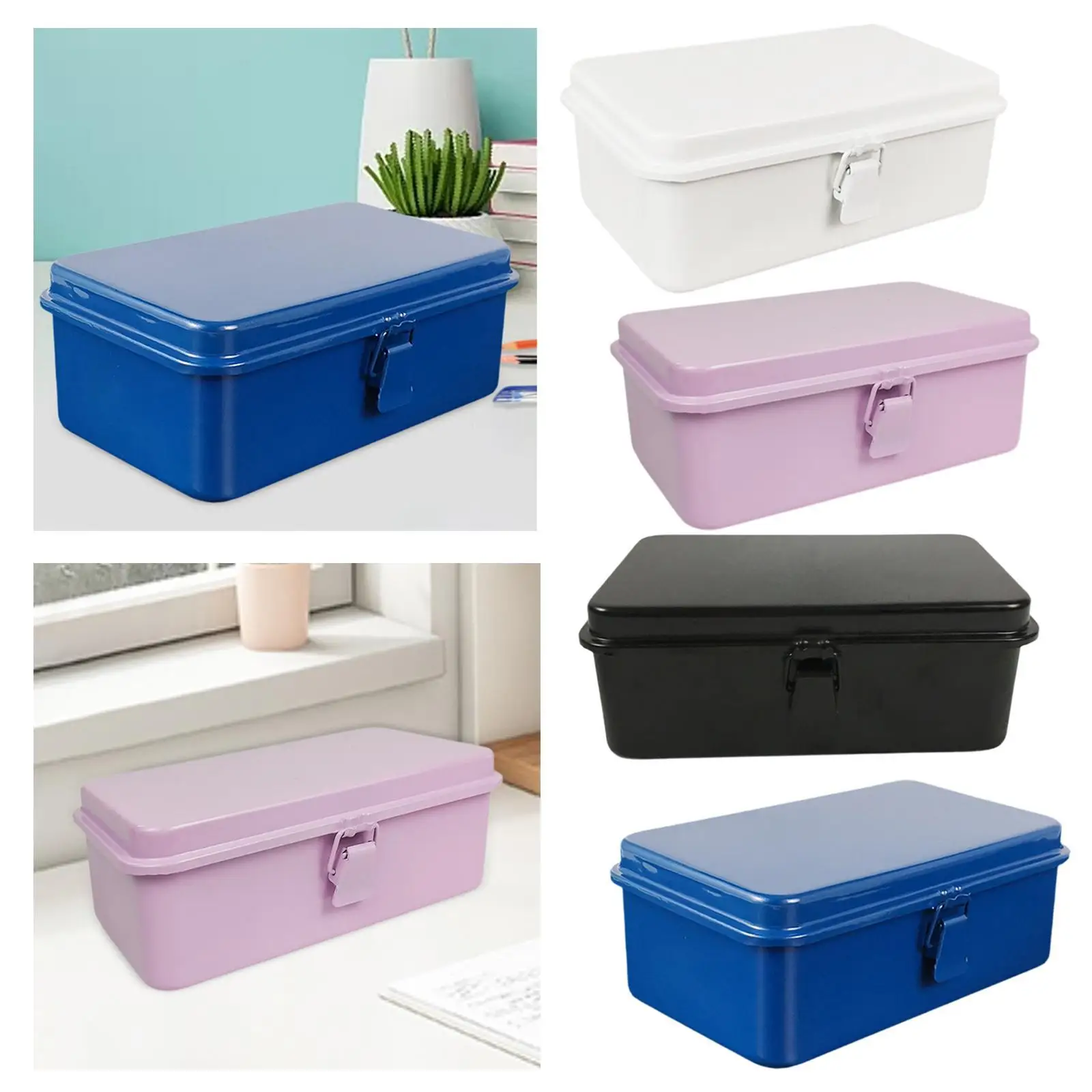 Metal Storage Box Storage Container Retro Style Blank Tool Box Bin for Stamp Handbook Crafts Storage Mechanics Tools Car Keys