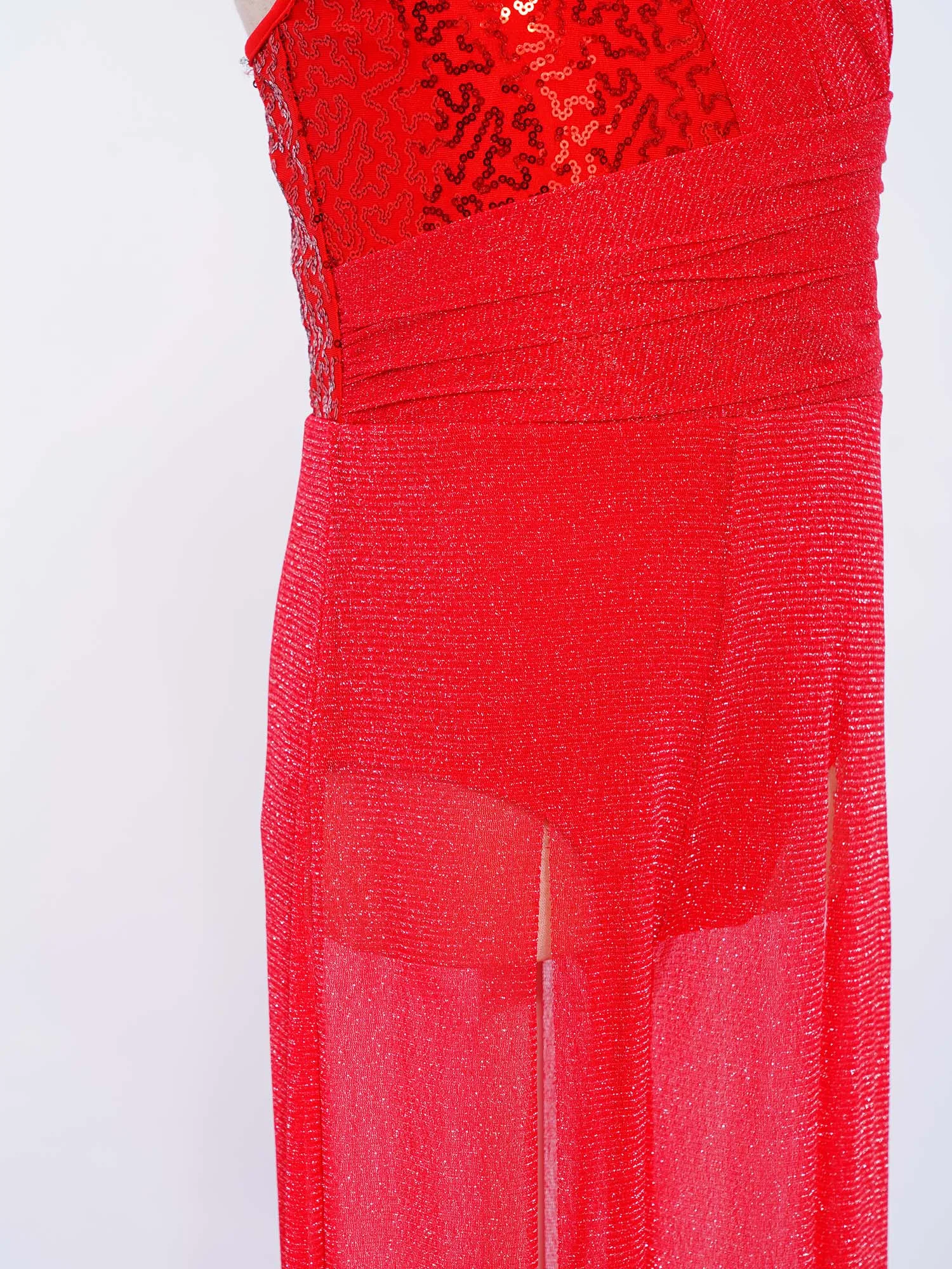 الأطفال الفتيات غنائية الرقص بذلة التزلج الجمباز البهلوانية أداء زي الترتر لامع شبكة سبليت ارتداءها #4