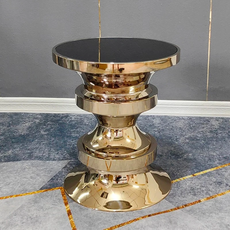Stainless Steel Coffee Table, Electroplated Tea Table, Living Room Side Table, Luxury Round Desk, Nordic Furniture,Bedside Table