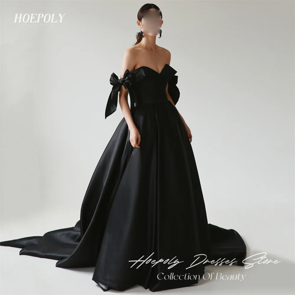 Hoepoly Formal Sweetheart Bow Off The Shoulder Backless A Line Evening Dress Floor Length Long Ball Gown For Woam New 프롬드레스