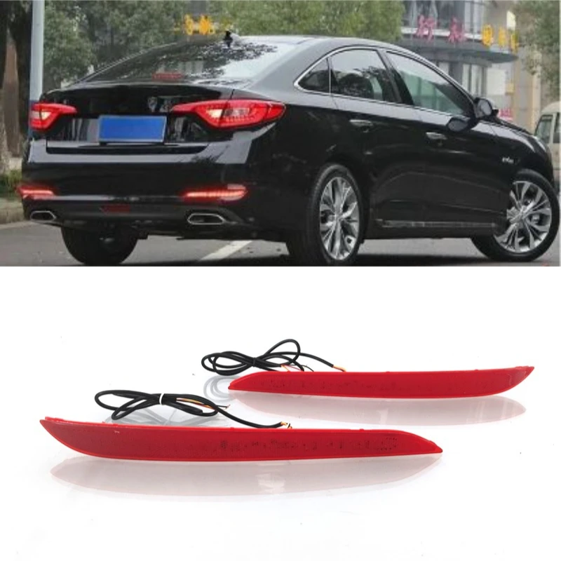 For Hyundai Sonata 9th Generation 2015 2016 2017 Car Rear Bumper Light Reflector Dynamic Turn Signal DRL Driving Brake Lights
