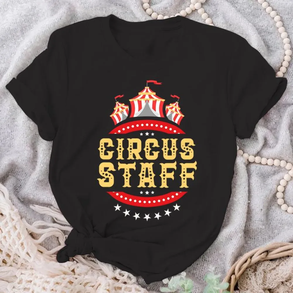 2026 Summer Circus Staff Print T Shirt Summer Casual Short Sleeve Tee Fashion Loose T Shirts Kawaii Clothes