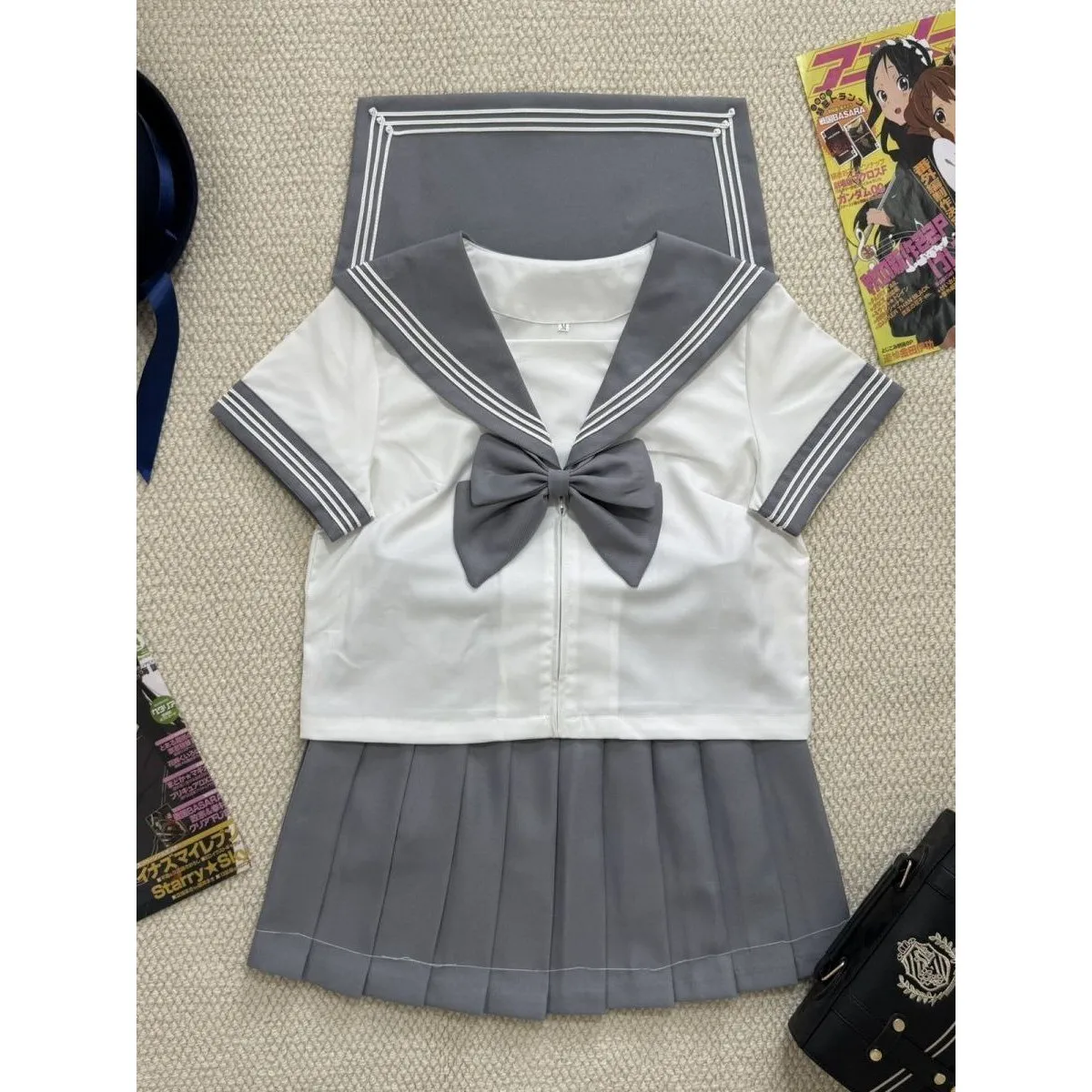 Summer 2026 Women's Sailor Suit School Uniform Short Sleeve Shirt JK Uniform Set Casual Style Four Seasons Wear Polyester Fabric