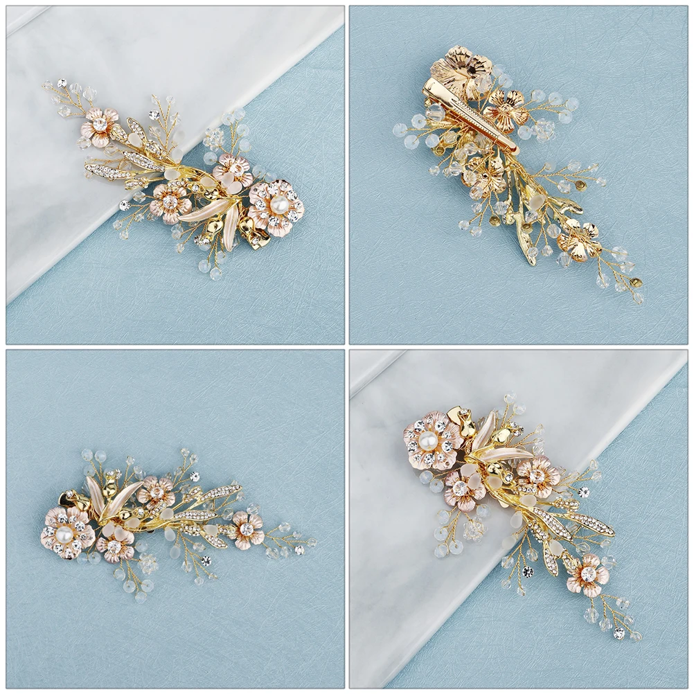 

Edge Hair Clips Alloy Lightweight Retro Floral Wedding Party Women Hairpins Bobby Barrettes Headgear Accessories