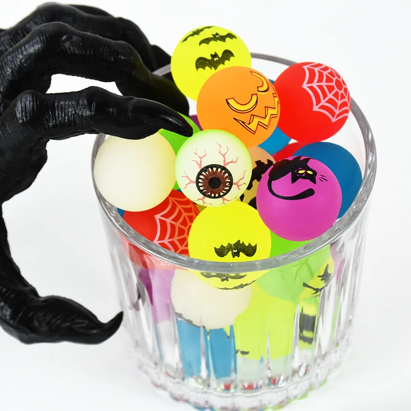 

10pcs Halloween Bounce Rubber Ball Toys Luminous Pumpkin Witch Rubber Ball for Halloween Party Scene Decoration Props Kids Gifts