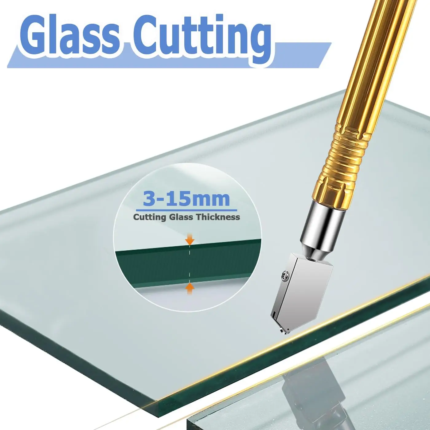 2 PCS Glass Cutter Set Professional Tungsten Carbide Tip Glass Cutters Pencil Style Mirror Scoring Cutting Tool for 3mm - 15mm