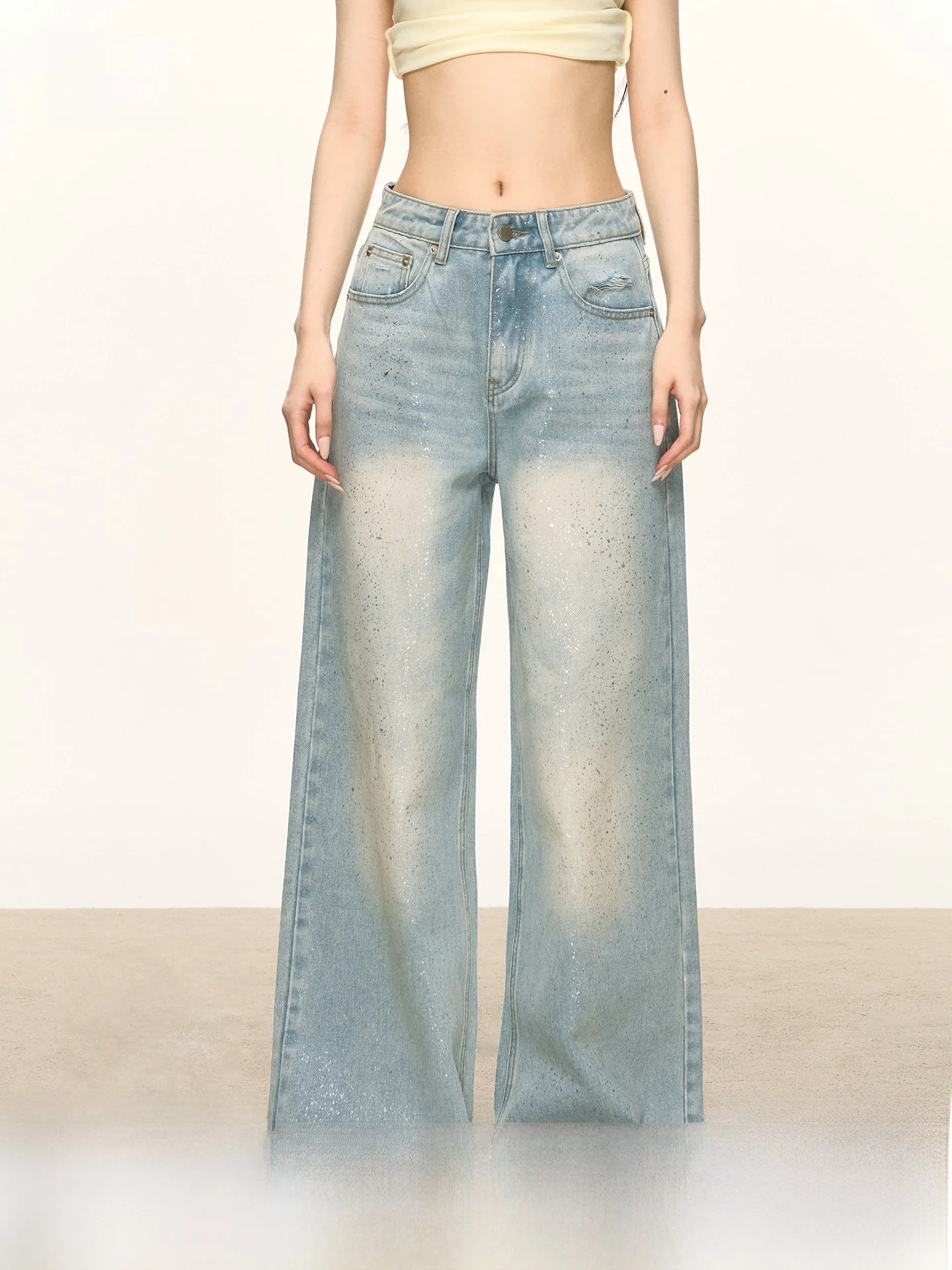 

Anna Aneae Vintage High Waist iny Loose Women's Jeans Spring New Casual Long Pants Versatile Comfortable Winter Faion