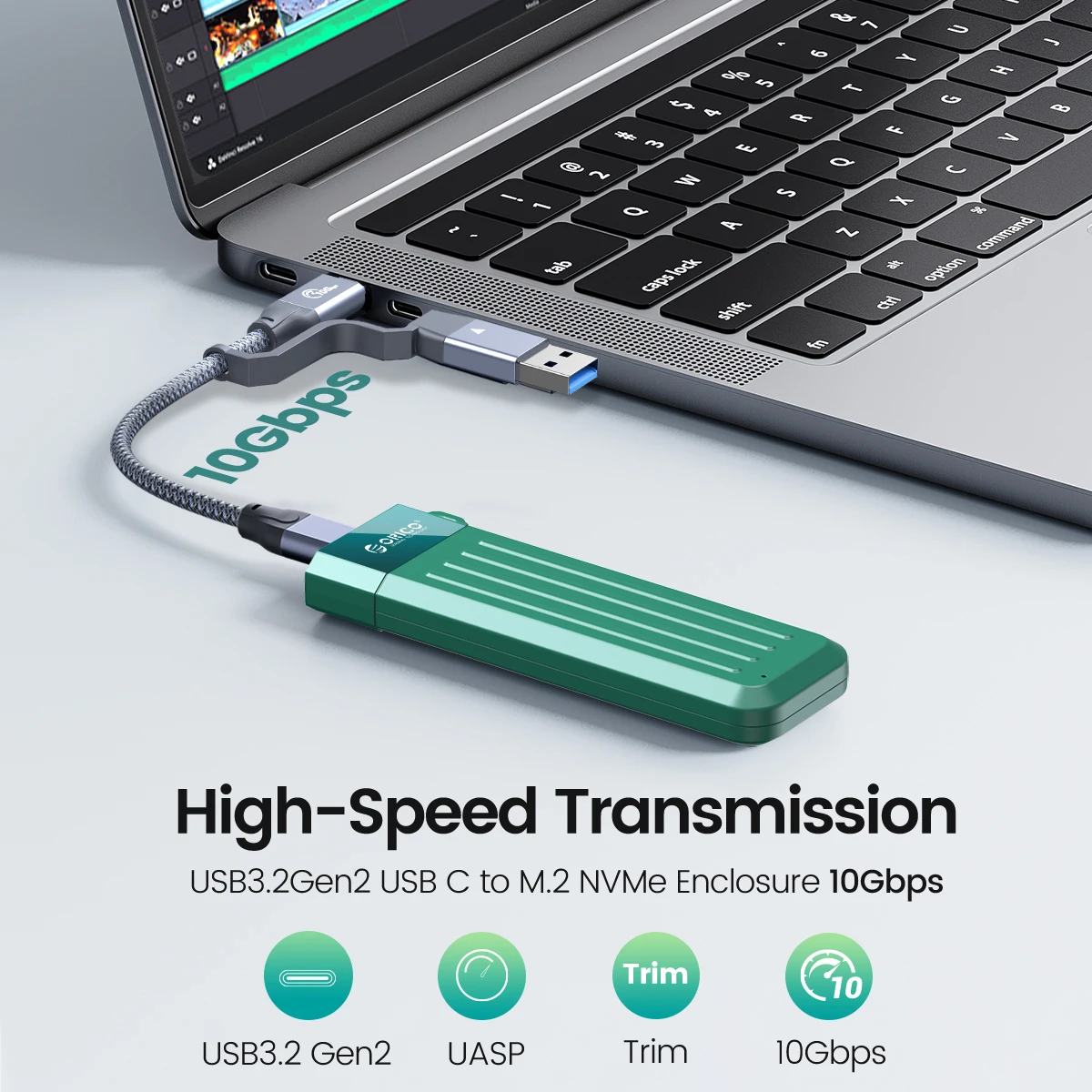 ORICO USB Type C Gen2 10Gbps M.2 SSD Case: NVMe/PCIe, SATA NGFF 6Gbps Enclosure