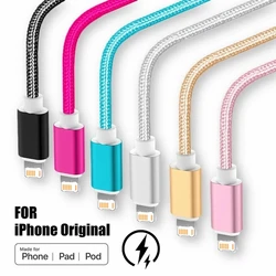 Metal Nylon Braided Quick Charge Cable For iPhone 14 8 7 6S 6 Plus X XR XS 11 12 13 Mini 14 Pro Max Fast Charging USB Data Cable