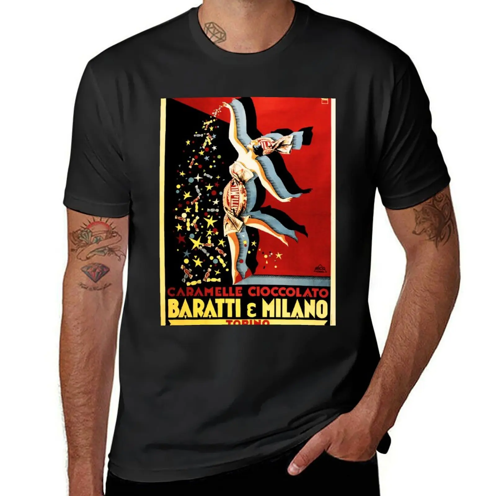 

CARAMELLE CIOCCOLATO Baratti & Milano 1928 Confectionery Vintage Italian Advertisement T-Shirt blanks sports fans T-shirt men