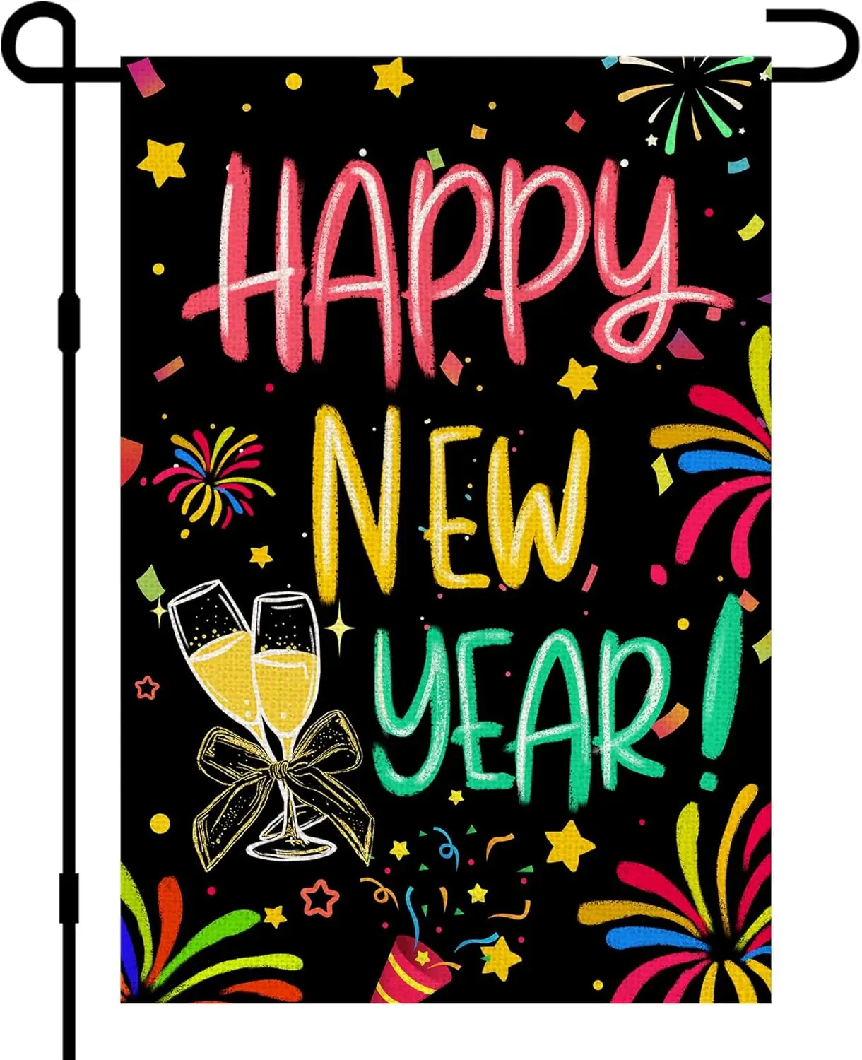 Happy New Year Garden Flags for Outside 12x18 Double Sided Burlap, Winter New Year's Welcome Sign Small Flag for Holiday UUL EEZ