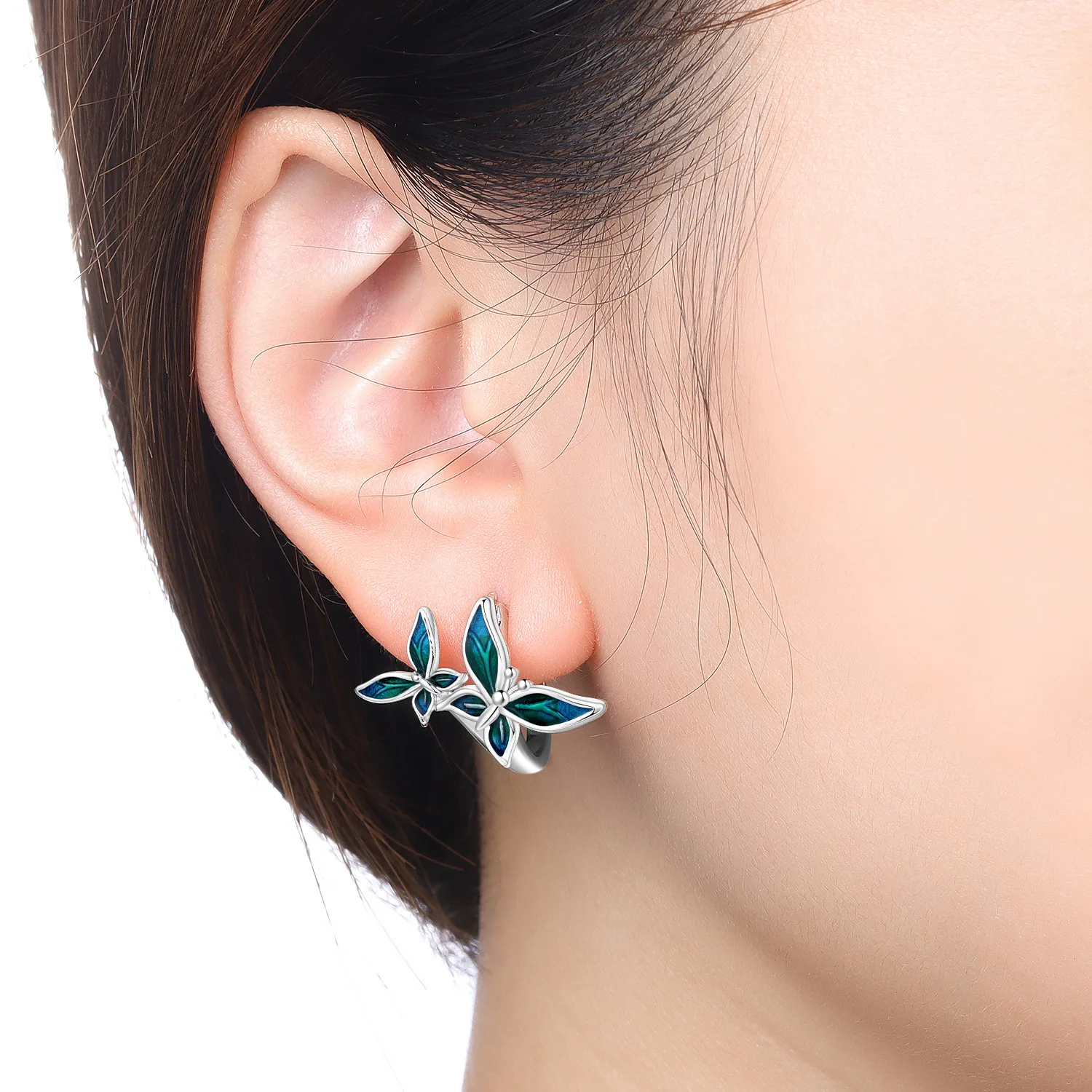 

Cycuff Original 925 Sterling Silver Double Butterfly Insect Earrings Women Hoop Earring Anniversary Jewelry Trendy Gifts