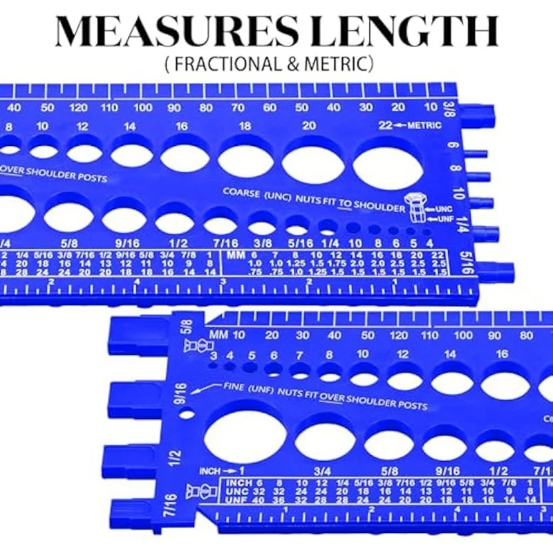 Bolt Size And Thread Gauge  Bolt And Nut Identifier Blue Bolt Nut Thread Measure Gauge 2PCS