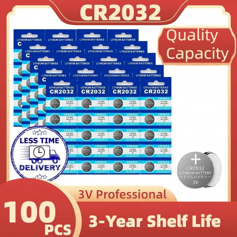 

100Pcs CR2032 3V button cell 2032 BR2032 DL2032 SB-T15 cr 2032 EA2032C ECR 2032 3V lithium battery coin batteries 220mah