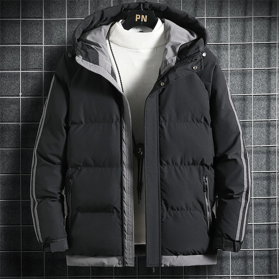 Casaco de parka acolchoado com capuz masculino, casacos grossos, casual, quente, Casacos, moda, inverno